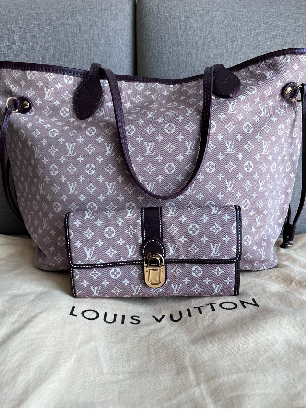 Louis Vuitton | Mini Lin Neverfull Bag and Wallet Bundle Set